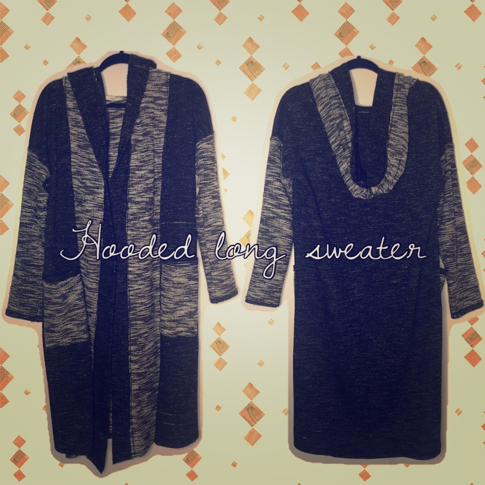 Long black & gray spackle sweater